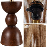 Sherry 22" Bohemian Coastal Hourglass Totem Resin with Hand-Woven Paper Rope Drum Shade LED Table Lamp