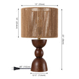 Sherry 22" Bohemian Coastal Hourglass Totem Resin with Hand-Woven Paper Rope Drum Shade LED Table Lamp