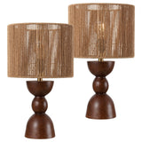 Sherry 22" Bohemian Coastal Hourglass Totem Resin with Hand-Woven Paper Rope Drum Shade LED Table Lamp