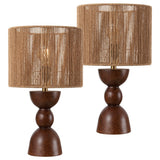 Sherry 22" Bohemian Coastal Hourglass Totem Resin with Hand-Woven Paper Rope Drum Shade LED Table Lamp