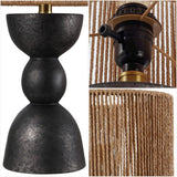 Sherry 22" Bohemian Coastal Hourglass Totem Resin with Hand-Woven Paper Rope Drum Shade LED Table Lamp