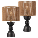 Sherry 22" Bohemian Coastal Hourglass Totem Resin with Hand-Woven Paper Rope Drum Shade LED Table Lamp
