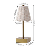 Willow 11 in. Coastal Bohemian Metal and Water Hyacinth Tapered Cordless Rechargeable Integrated Dimmable LED Table Lamp with Touch Sensor