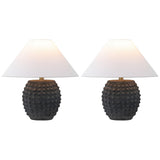 Effie 18.25" Minimalist Scandinavian Ceramic/Iron Hobnail LED Table Lamp Set 2