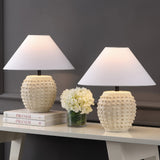 Effie 18.25" Minimalist Scandinavian Ceramic/Iron Hobnail LED Table Lamp Set 2
