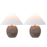 Effie 18.25" Minimalist Scandinavian Ceramic/Iron Hobnail LED Table Lamp Set 2