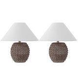 Effie 18.25" Minimalist Scandinavian Ceramic/Iron Hobnail LED Table Lamp Set 2