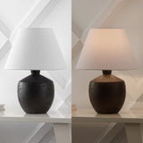 Myron 18" Minimalist Scandinavian Concrete Effect Resin/Iron LED Table Lamp - JONATHAN Y