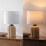 Royce 18.25" Rustic Farmhouse Fluted Scalloped Gourd Resin/Metal LED Table Lamp