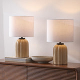 Royce 18.25" Rustic Farmhouse Fluted Scalloped Gourd Resin/Metal LED Table Lamp