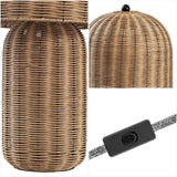 Minna 22.5" Modern Coastal Woven Rattan Arched LED Table Lamp