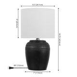 Hugo 16.75" Traditional Rustic Reeded Ceramic Vase LED Table Lamp, Set of 2