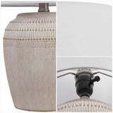 Hugo 16.75" Traditional Rustic Reeded Ceramic Vase LED Table Lamp, Set of 2
