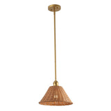 Hattie 1-Light Coastal Bohemian Metal and Woven Rattan LED Pendant Light