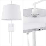 Gosling 22.5" Mid-Century Modern Plug-In or Hardwired Iron LED Gooseneck Swing Arm Wall Sconce with Pull-Chain and USB Charging Port