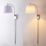 Gosling 22.5" Mid-Century Modern Plug-In or Hardwired Iron LED Gooseneck Swing Arm Wall Sconce with Pull-Chain and USB Charging Port