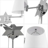 David 18.5" Modern French Country Swing Arm Plug-In or Hardwired Iron LED Star Wall Sconce with Pull-Chain and USB Charging Port - JONATHAN Y