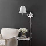 David 18.5" Modern French Country Swing Arm Plug-In or Hardwired Iron LED Star Wall Sconce with Pull-Chain and USB Charging Port - JONATHAN Y