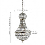 Regina Crystal/Metal Empire LED Pendant Antique Brass / 10" – DIM