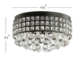 Meredith 14.5" Crystal Drops/Metal LED Flush Mount - JONATHAN Y