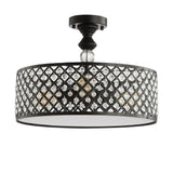 Elise 17" Crystal/Metal Drum Semi-Flush Mount - JONATHAN Y