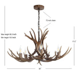 Eldora Rustic Resin Antler Chandelier with Adjustable LED Lighting