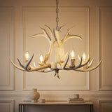 Eldora Rustic Farmhouse Adjustable Resin Antler LED Chandelier White / 4 Sockets – AI-ON