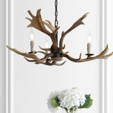 Eldora Rustic Resin Antler Chandelier with Adjustable LED Lighting