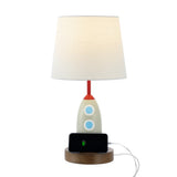 Houston 17.5" Coastal Style Iron/Resin Rocket LED Kids' Table Lamp with Phone Stand and USB Charging Port
