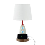 Houston 17.5" Coastal Style Iron/Resin Rocket LED Kids' Table Lamp with Phone Stand and USB Charging Port