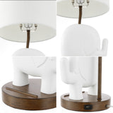 Ellie Bohemian Designer Iron/Resin Elephant LED Kids Table Lamp with Phone Stand and USB Charging Port