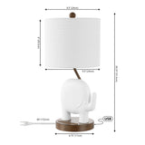 Ellie Bohemian Designer Iron/Resin Elephant LED Kids Table Lamp with Phone Stand and USB Charging Port