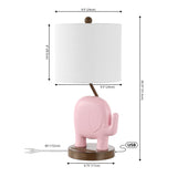 Ellie Bohemian Designer Iron/Resin Elephant LED Kids Table Lamp with Phone Stand and USB Charging Port