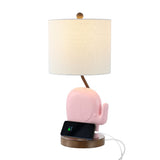 Ellie Bohemian Designer Iron/Resin Elephant LED Kids Table Lamp with Phone Stand and USB Charging Port