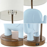 Ellie Bohemian Designer Iron/Resin Elephant LED Kids Table Lamp with Phone Stand and USB Charging Port
