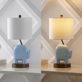 Ellie Bohemian Designer Iron/Resin Elephant LED Kids Table Lamp with Phone Stand and USB Charging Port