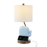 Ellie Bohemian Designer Iron/Resin Elephant LED Kids Table Lamp with Phone Stand and USB Charging Port