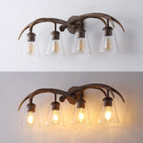 Wyatt Southwestern Bohemian Resin/Seeded Glass Faux Antler LED Vanity Light