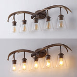 Wyatt Southwestern Bohemian Resin/Seeded Glass Faux Antler LED Vanity Light