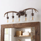 Wyatt Southwestern Bohemian Resin/Seeded Glass Faux Antler LED Vanity Light