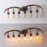 Wyatt Southwestern Bohemian Resin/Seeded Glass Faux Antler LED Vanity Light