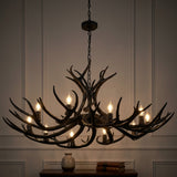 Eldora Rustic Farmhouse Adjustable Resin Antler LED Chandelier Black / 10 Sockets – AI-ON