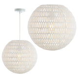 Luna 15.75" Bohemian Modern Woven Rattan/Iron LED Pendant - JONATHAN Y