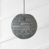 Luna 15.75" Bohemian Modern Woven Rattan/Iron LED Pendant