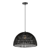 Campana 20" Bohemian Modern Woven Rattan/Iron LED Pendant
