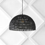 Campana 20" Bohemian Modern Woven Rattan/Iron LED Pendant