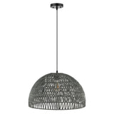 Campana 20" Bohemian Modern Woven Rattan/Iron LED Pendant