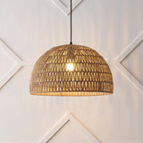 Campana 20" Bohemian Modern Woven Rattan/Iron LED Pendant