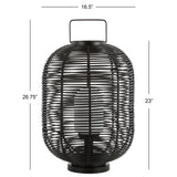 Kandella 26.7" Outdoor Woven Oval Asian LED Lantern - JONATHAN Y