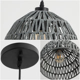 Campana 20" Bohemian Modern Woven Rattan/Iron LED Pendant
